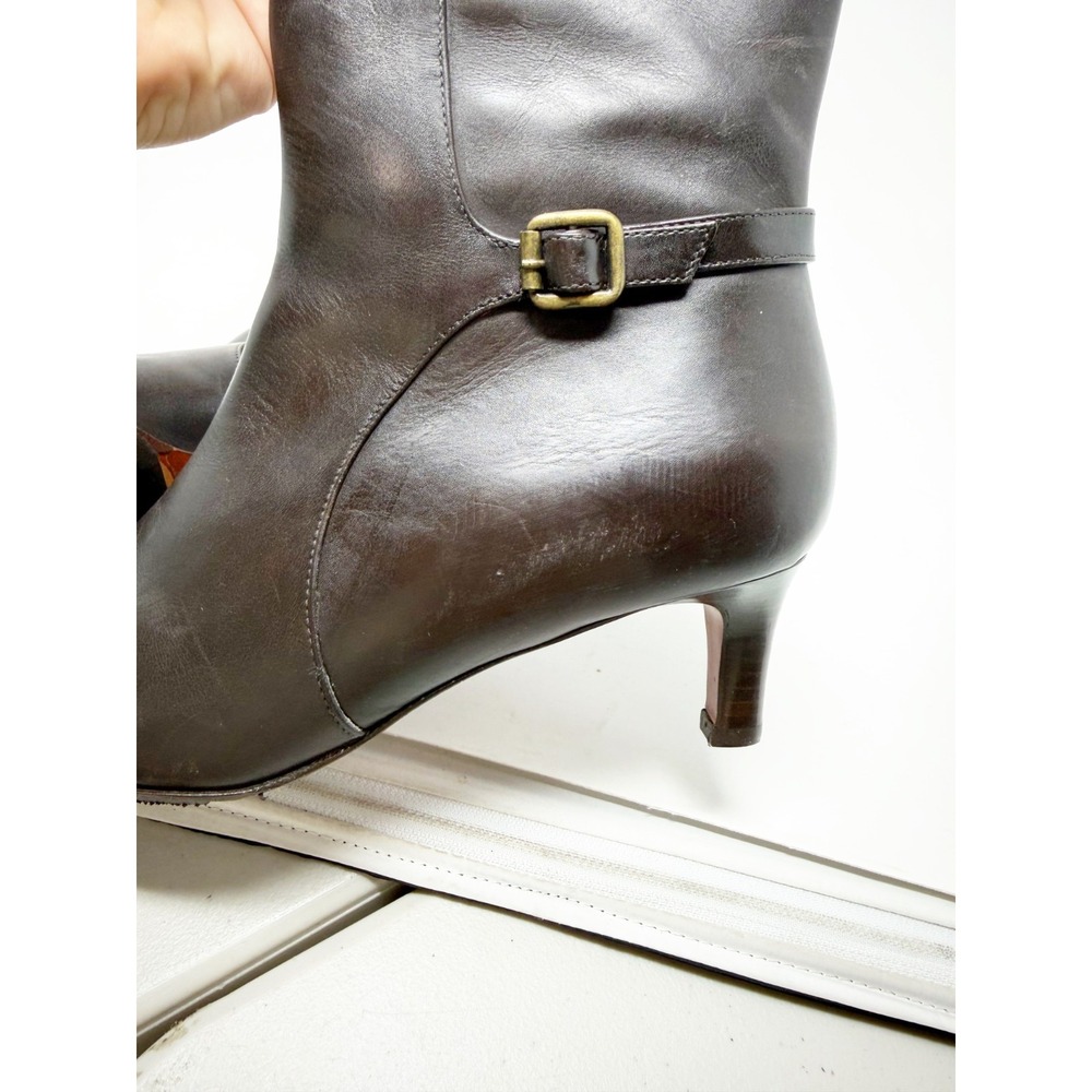 Ralph Lauren Y2K Leather Knee High Boots Pointed Toe Kitten Heel Black Size 8 B - Picture 5 of 7